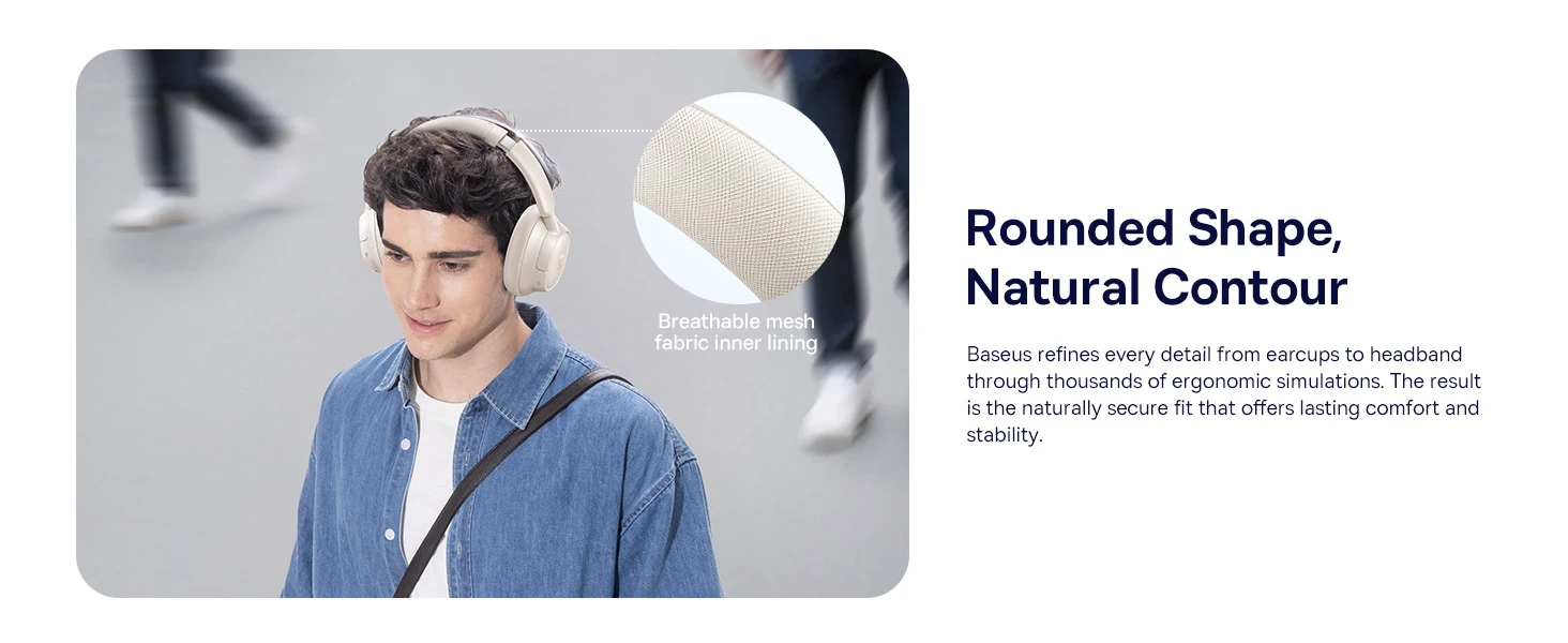Baseus Belaidės Bluetooth 6.0 ausinės Bass BH1 NC su triukšmo slopinimu, juodos aprašymas - Prekės nuotrauka