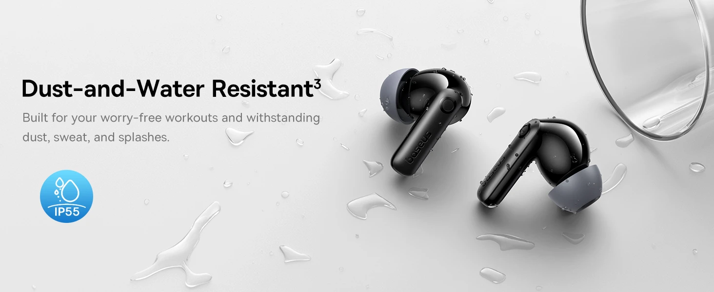 Baseus Belaidės Bluetooth 6.0 ausinės Bass BP1 Pro su triukšmo slopinimu ir įkrovimo dėklu, juodos aprašymas - Prekės nuotrauka