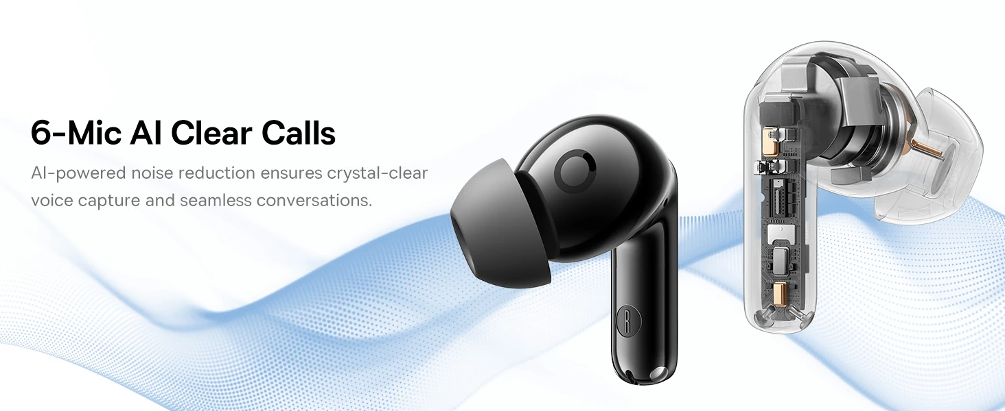 Baseus Belaidės Bluetooth 6.0 ausinės Bass BP1 Pro su triukšmo slopinimu ir įkrovimo dėklu, juodos aprašymas - Prekės nuotrauka