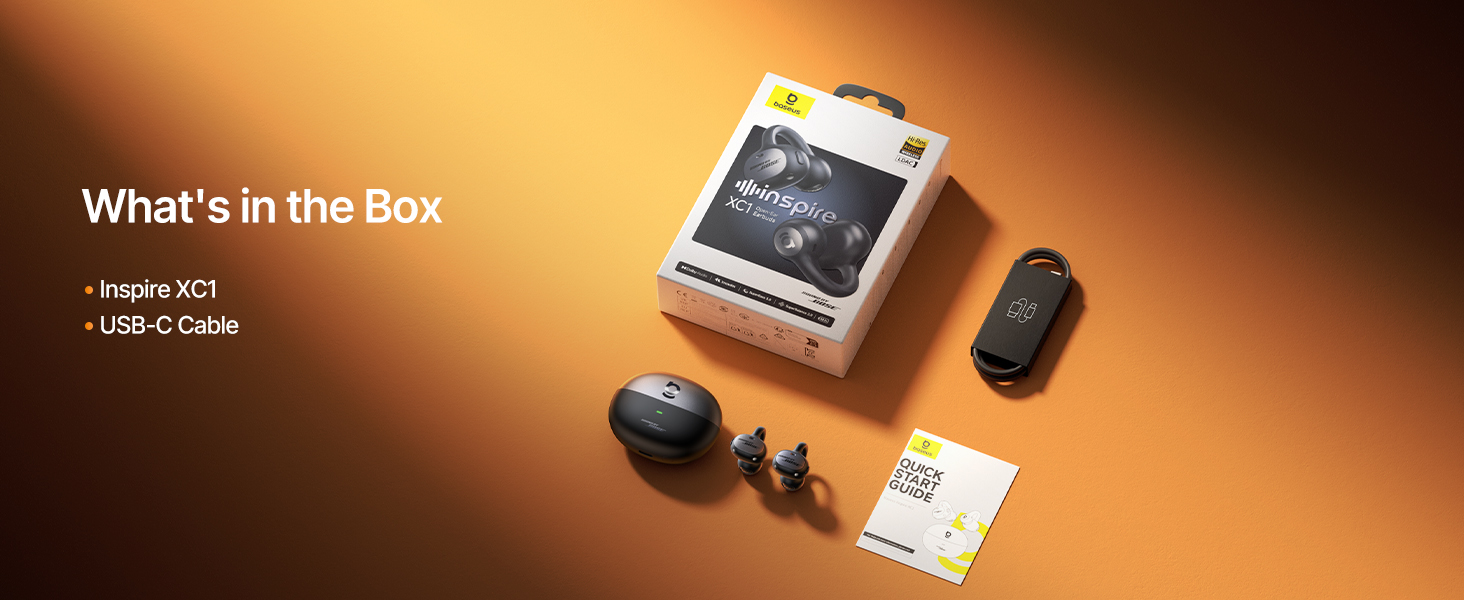 Baseus Belaidės Bluetooth 6.1 ausinės Inspire XC1 su įkrovimo dėklu, juodos aprašymas - Prekės nuotrauka