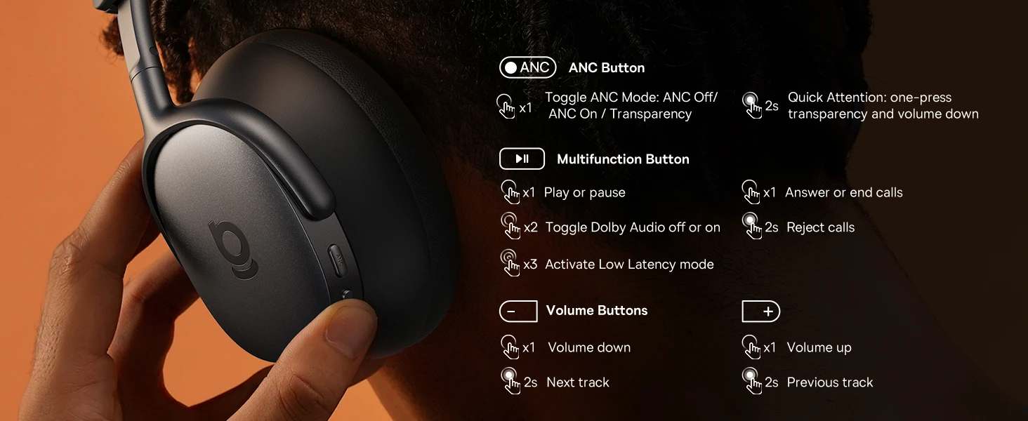 Ausinės Baseus Inspire XH1 Sound by Bose Juoda aprašymas - Prekės nuotrauka