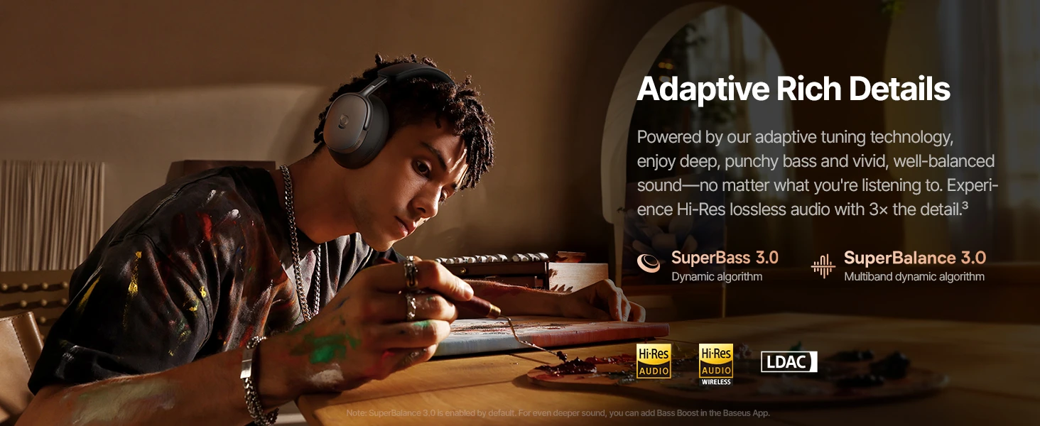 Ausinės Baseus Inspire XH1 Sound by Bose Juoda aprašymas - Prekės nuotrauka