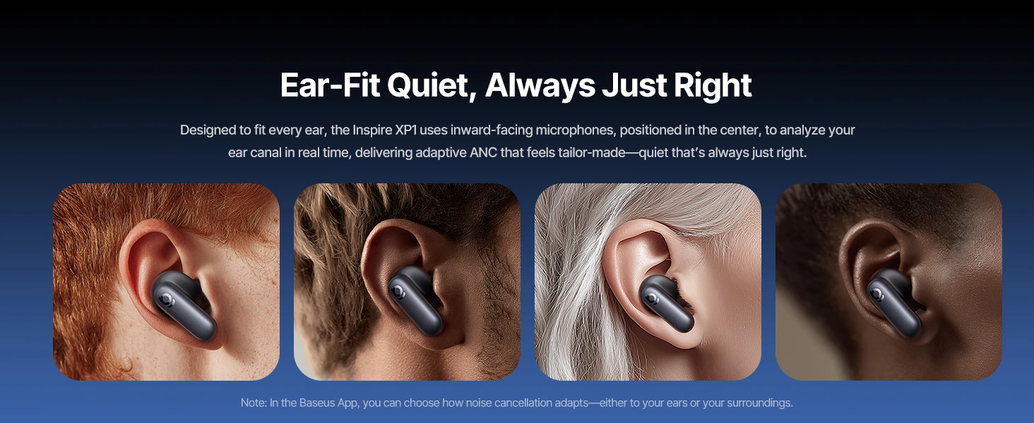 Baseus Belaidės Bluetooth 6.1 ausinės Inspire XP1 su įkrovimo dėklu ir triukšmo slopinimu, juodos aprašymas - Prekės nuotrauka