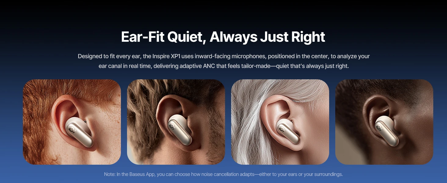 Baseus Belaidės Bluetooth 6.1 ausinės Inspire XP1 su įkrovimo dėklu ir triukšmo slopinimu, baltos aprašymas - Prekės nuotrauka