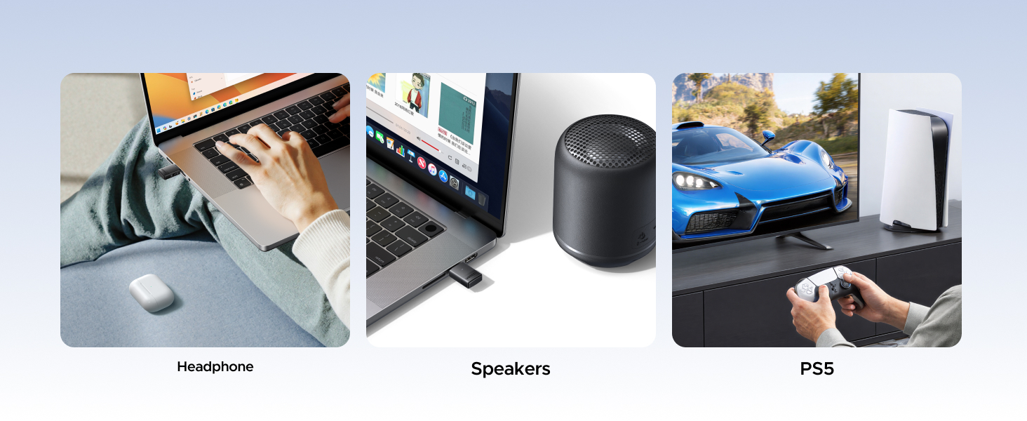Ugreen Belaidis Bluetooth 6.0 aptX garso adapteris USB-C suderinamas su PS5, Nintendo Switch aprašymas - Prekės nuotrauka