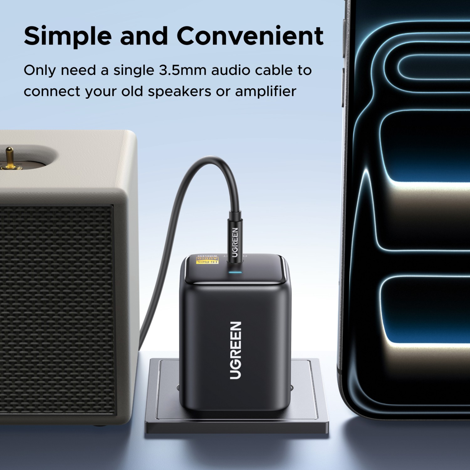 Ugreen Belaidis Bluetooth 6.0 LDAC garso imtuvas su 3.5mm (AUX) jungtimi aprašymas - Prekės nuotrauka