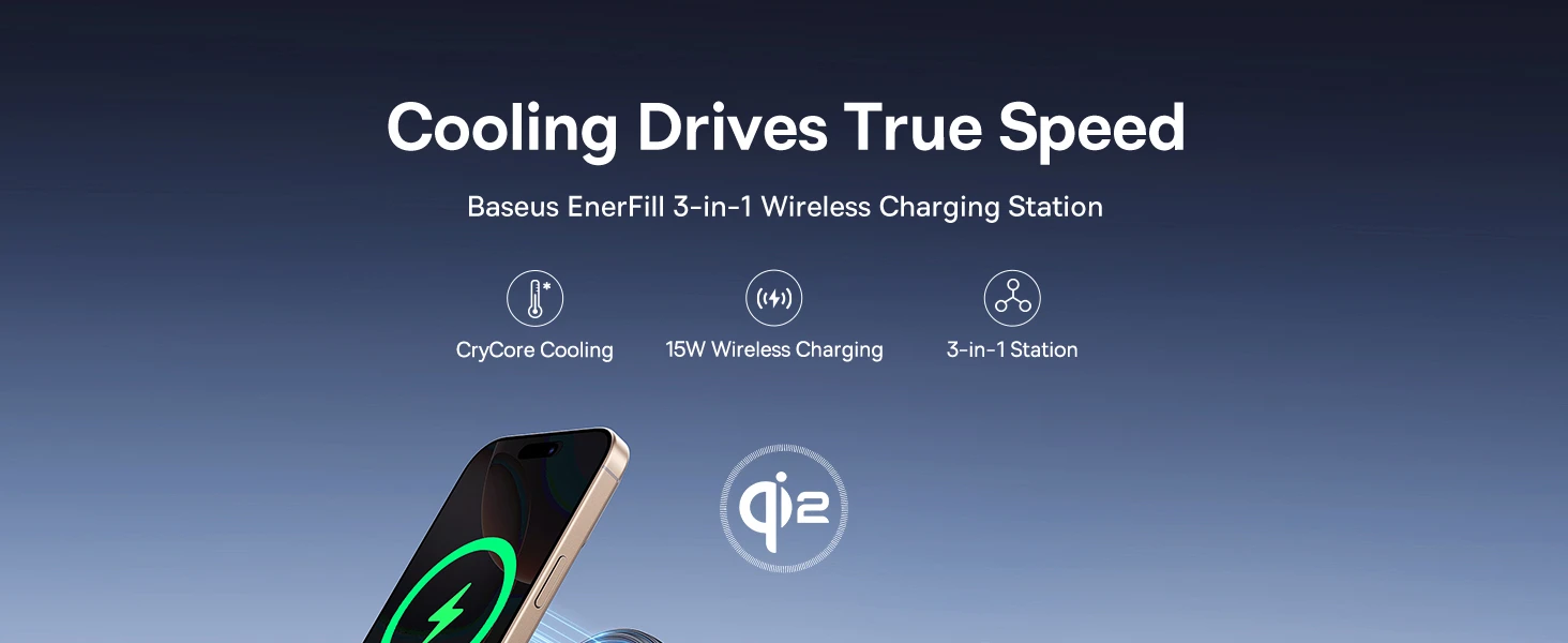 Baseus Belaidis magnetinis įkroviklis, stovas trims Apple įrenginiams 22.5W USB-C EnerFill FS41 aprašymas - Prekės nuotrauka