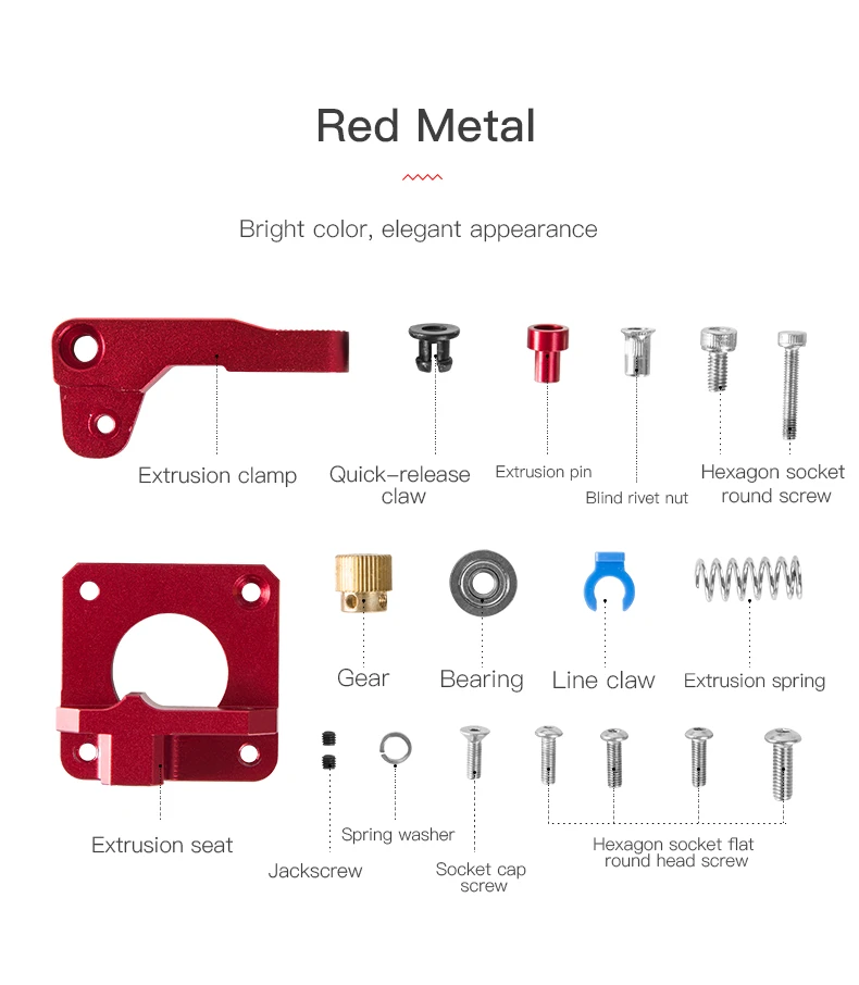Ekstruderio komplektas metalinis skirtas CR-10, CR-100, Ender-3, ENDER-5 serijos spausdintuvams CREALITY aprašymas - Prekės nuotrauka
