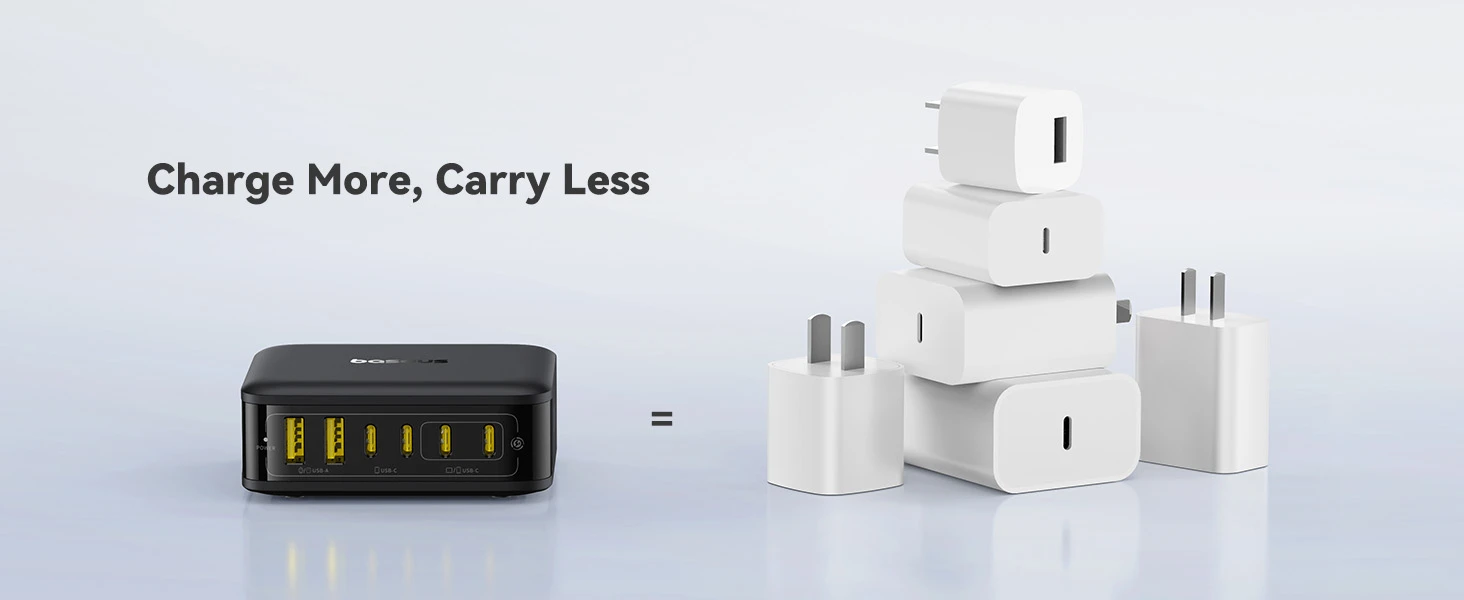 Baseus Įkrovimo stotelė EnerFill FH21 120W 2xUSB-A + 4xUSB-C 1.5m, juoda aprašymas - Prekės nuotrauka