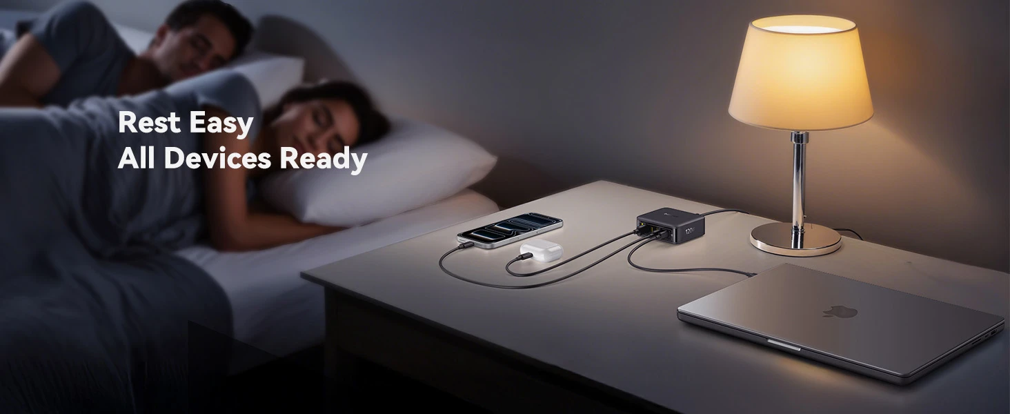Baseus Įkrovimo stotelė EnerFill FH21 120W 2xUSB-A + 4xUSB-C 1.5m, juoda aprašymas - Prekės nuotrauka