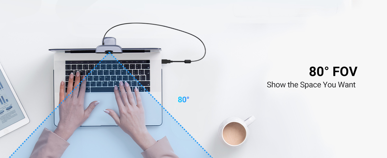Ugreen Internetinė USB kamera FHD 2K@30FPS su triukšmą slopinančiu mikrofonu, privatumo dangteliu aprašymas - Prekės nuotrauka