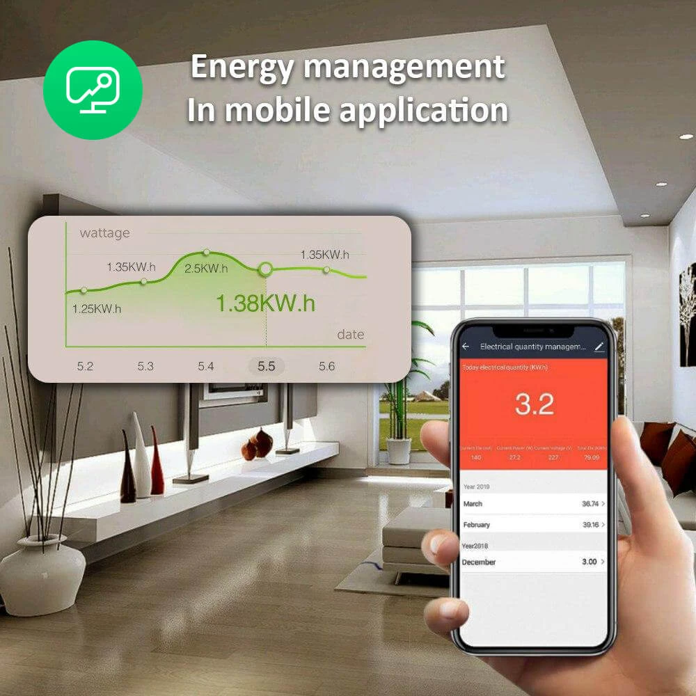 Išmanioji Wi-Fi rozetė A1, 3450W 16A, su energijos matavimu, TUYA / Smart Life, NOUS aprašymas - Prekės nuotrauka