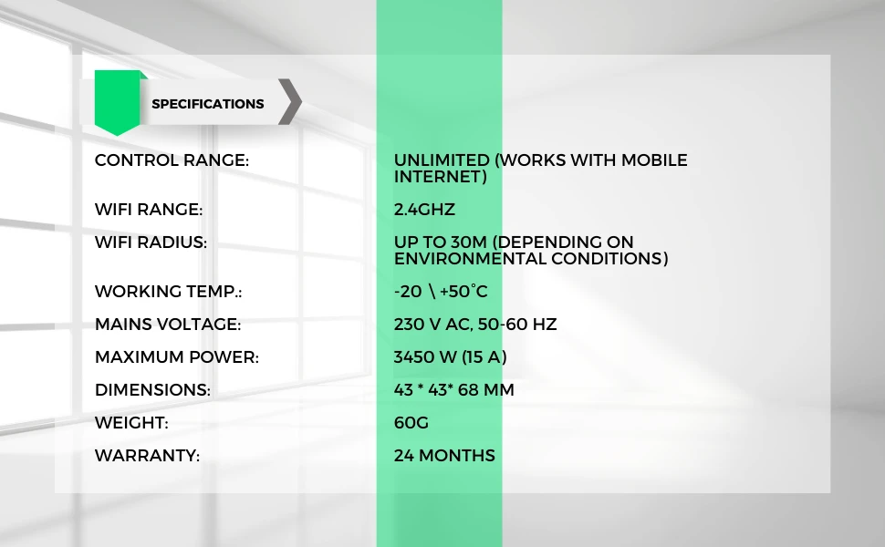 Išmanioji Wi-Fi rozetė A1, 3450W 16A, su energijos matavimu, TUYA / Smart Life, NOUS aprašymas - Prekės nuotrauka