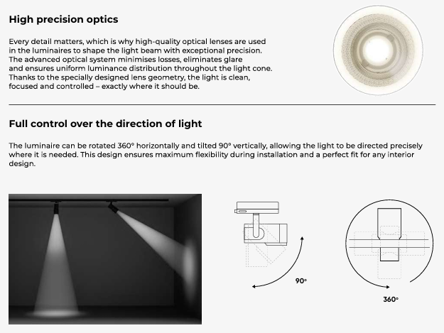 Led Line Prime Išmanus šiestuvas bėgeliui AI LED line x Caimeta 35W CCT 36° baltas PRIME aprašymas - Prekės nuotrauka