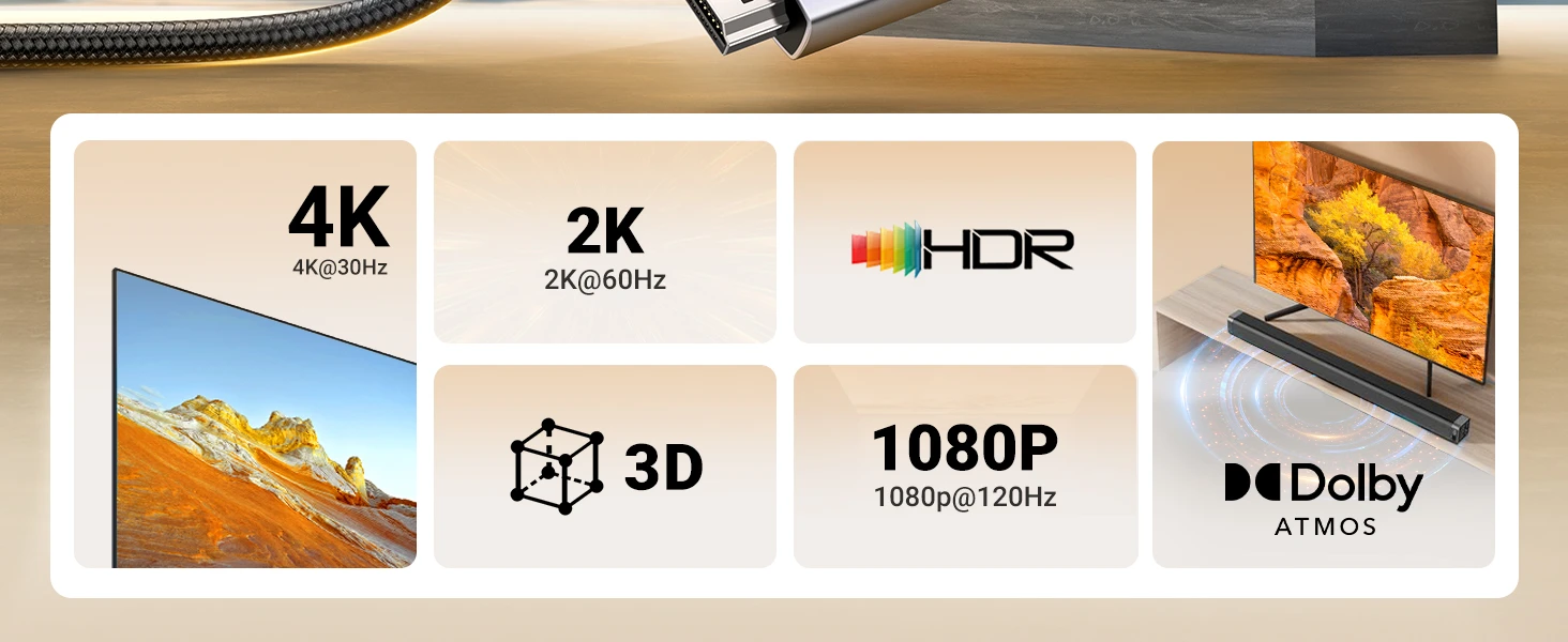 Kabelis DisplayPort (DP) kištukas - HDMI kištukas vienpusis 4K@30Hz 2m juodas DP125 UGREEN aprašymas - Prekės nuotrauka