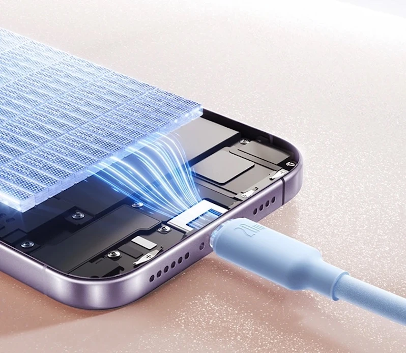 Kabelis USB C - IP Lightning 2m 20W baltas porėto silikono izoliacija BASEUS aprašymas - Prekės nuotrauka