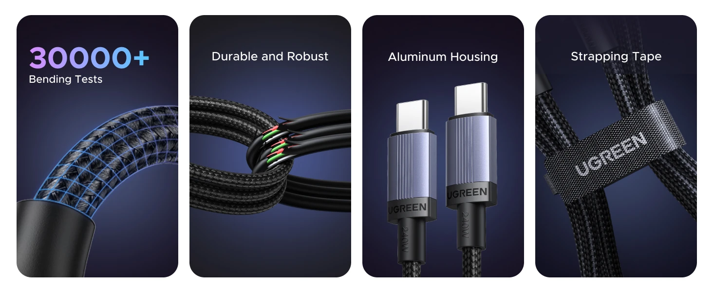 Kabelis USB C - USB C 0.5m 240W L532 UGREEN aprašymas - Prekės nuotrauka