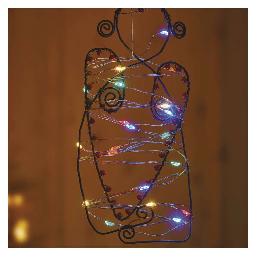 LED girlianda NANO, 3Vac (2xAA), 1.9m, 20 x LED, įvairių spalvų LED, su laikmačiu, EMOS aprašymas - Prekės nuotrauka