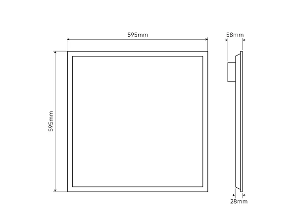 LED šviesos panelė 40W, 60x60cm, 4800lm, 120lm/W, neutraliai balta 4000K, 0-10V valdoma, LED line PRIME aprašymas - Prekės nuotrauka