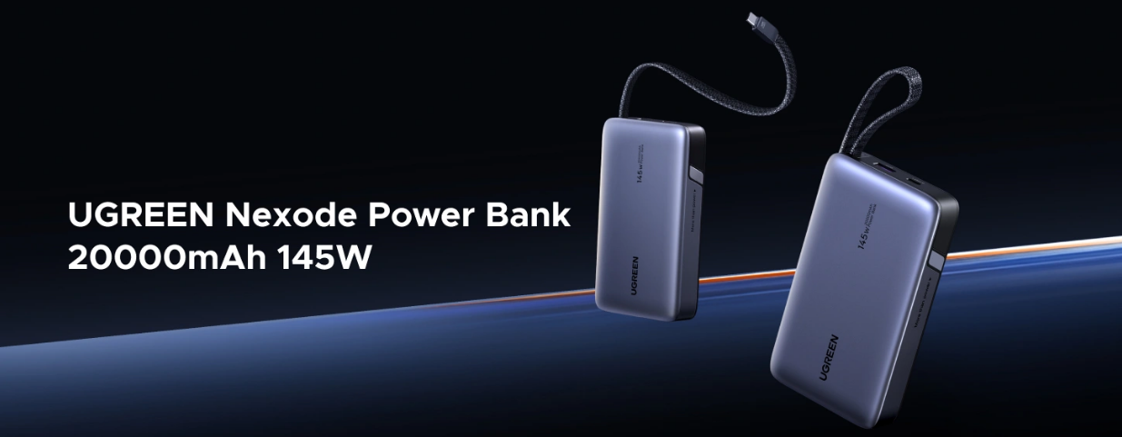 LiPo išorinis akumuliatorius (PowerBank) 20000mAh 145W USB-A USB-C su integruotu kabeliu PB551 UGREEN aprašymas - Prekės nuotrauka