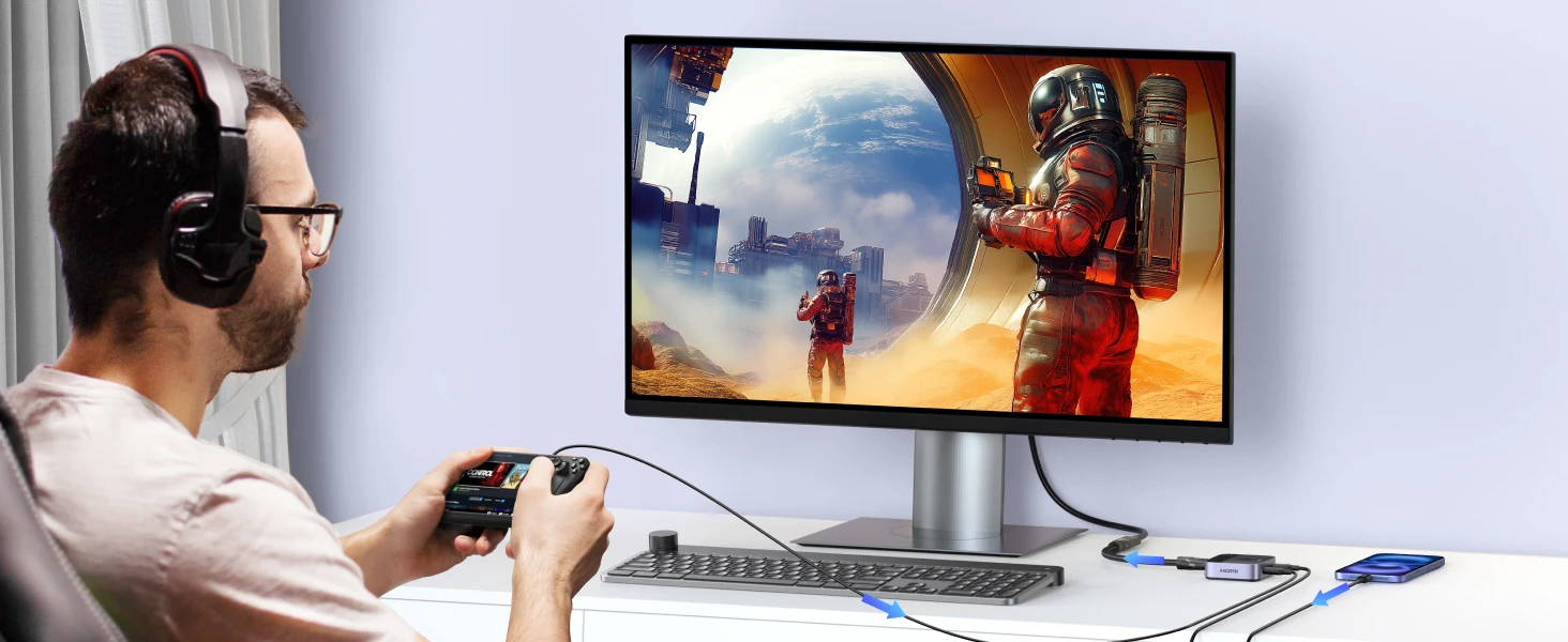 Jungiklis 2x USB-C į HDMI Ugreen AW502 2in1, 4K 60Hz aprašymas - Prekės nuotrauka
