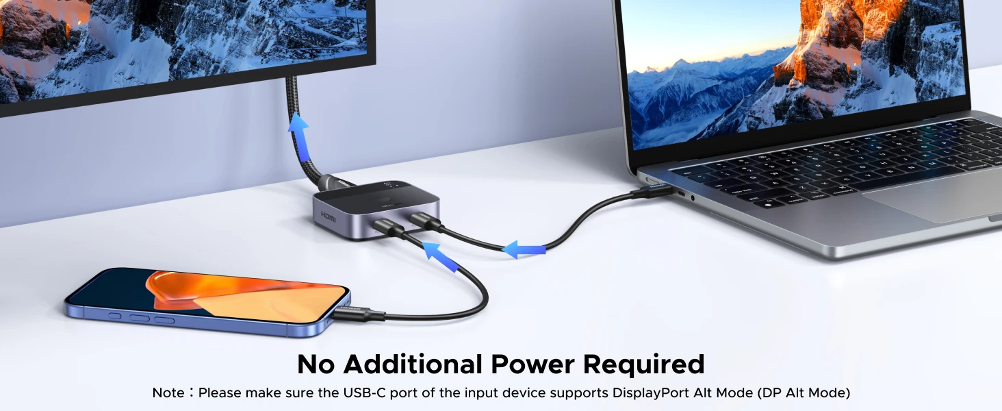 Jungiklis 2x USB-C į HDMI Ugreen AW502 2in1, 4K 60Hz aprašymas - Prekės nuotrauka