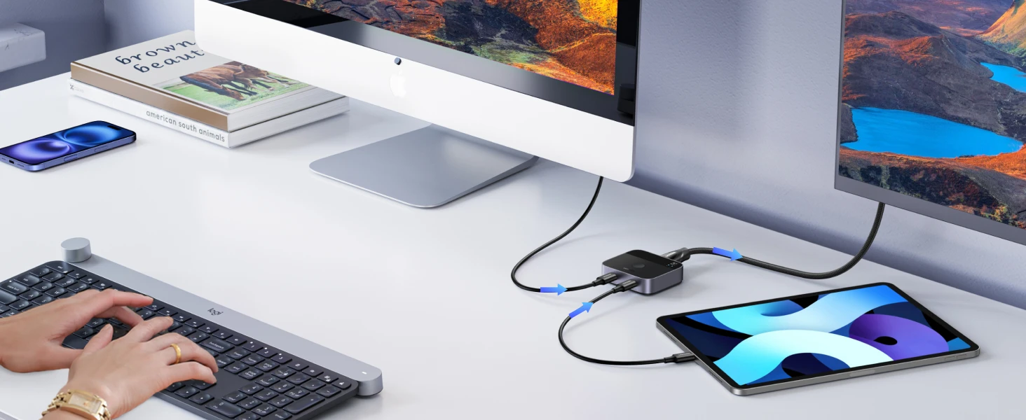 Jungiklis 2x USB-C į HDMI Ugreen AW502 2in1, 4K 60Hz aprašymas - Prekės nuotrauka