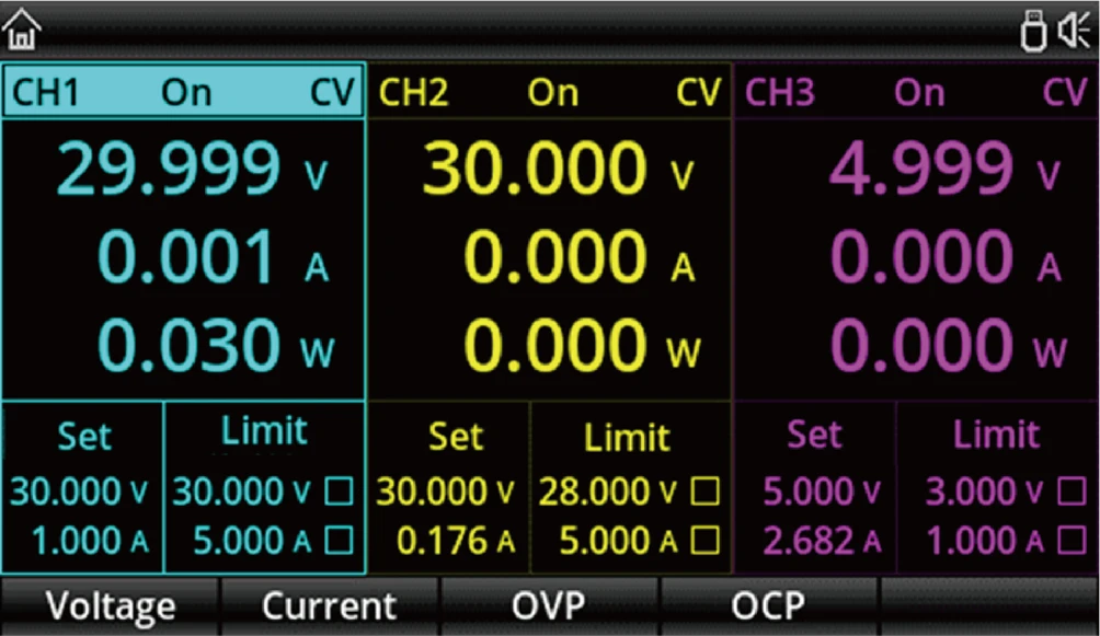Programuojamas DC maitinimo šaltinis, 4kanalai, 328W, CH1/CH2:0~30V/5A CH3:0~6V/3A, CH4:5V, 2A, 10mV, 1mA RS232, RS485, USB, LAN, UNI-T aprašymas - Prekės nuotrauka