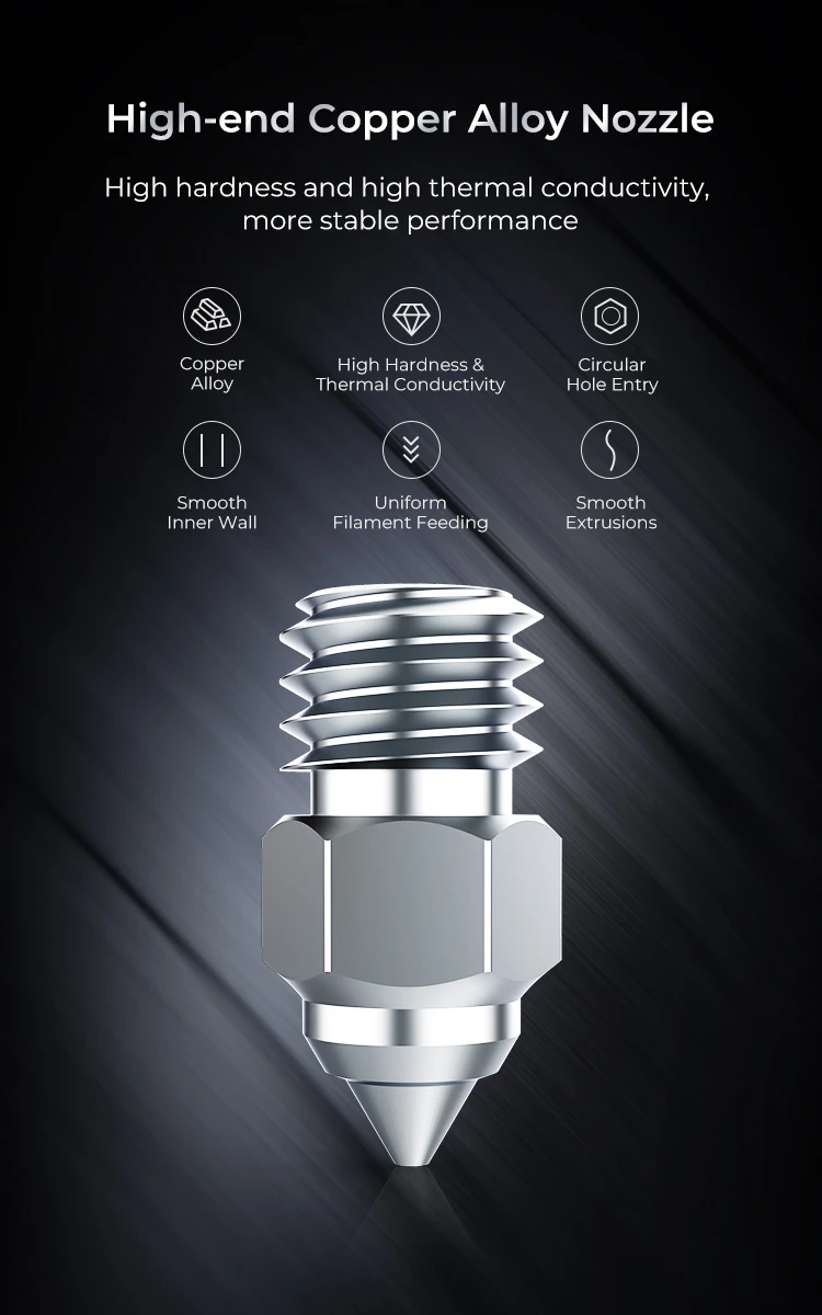 Purkštukų komplektas MK8 tipo vario lydinio (1x0.25mm, 3x0.4mm, 2x0.6mm, 2x0.8mm) CREALITY aprašymas - Prekės nuotrauka