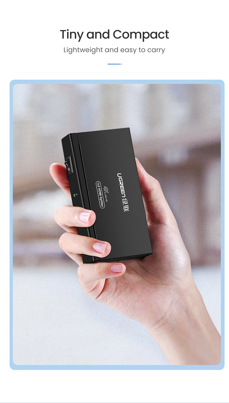 Ugreen Šakotuvas HDMI 1.4 4K 30Hz (1 įėjimas -> 2 išėjimai) aprašymas - Prekės nuotrauka