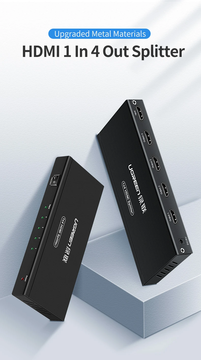 Ugreen Šakotuvas HDMI 1.4 4K 30Hz (1 įėjimas -> 4 išėjimai) aprašymas - Prekės nuotrauka