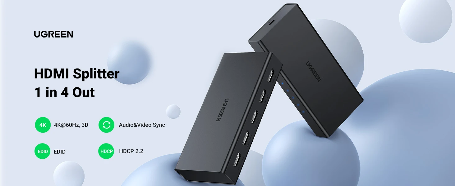 Ugreen Šakotuvas HDMI 2.0 4K 60Hz (1 įėjimas -> 4 išėjimai) aprašymas - Prekės nuotrauka