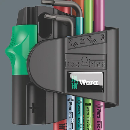 Šešiakampių L-Formos raktų rinkinys suapvalintu galu Wera BlackLaser Multicolour 950 SPKL/7vnt, 1,5-6mm aprašymas - Prekės nuotrauka