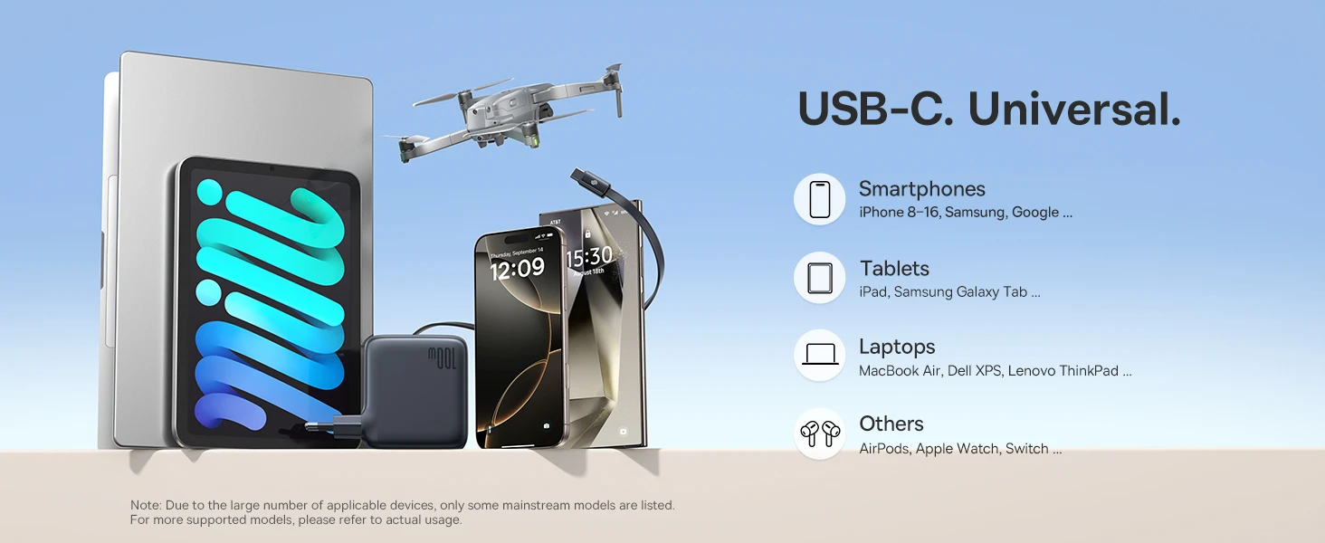Baseus EnerCore CJ11 100W su portami USB-A oraz USB-C i ze zwijanym kablem USB-C - juoda aprašymas - Prekės nuotrauka