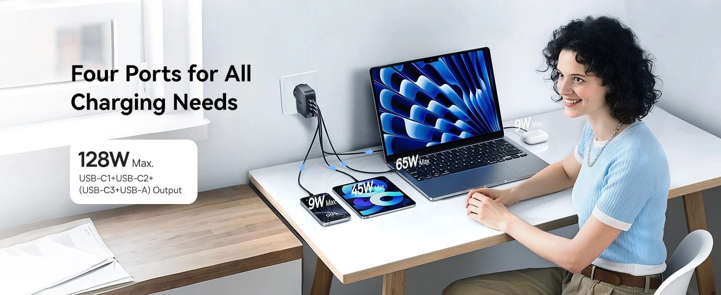 Baseus Sieninis įkroviklis EnerFill FH11 140W USB-A + 3xUSB-C QC PD3.1, juodas aprašymas - Prekės nuotrauka