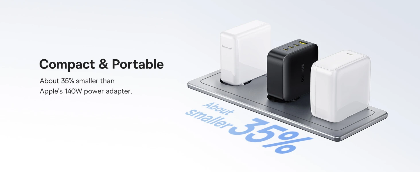 Baseus Sieninis įkroviklis EnerFill FH11 140W USB-A + 3xUSB-C QC PD3.1, juodas aprašymas - Prekės nuotrauka