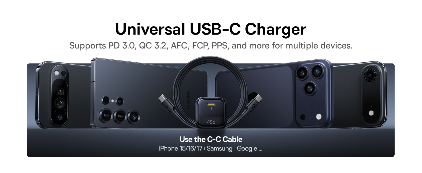Baseus Sieninis įkroviklis EnerFill FN22 45W USB-C QC PD, baltas aprašymas - Prekės nuotrauka