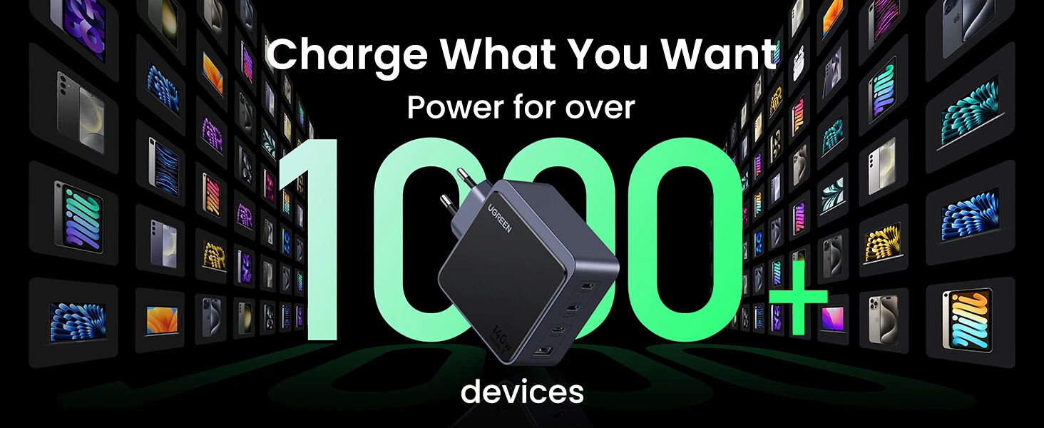 Ugreen Nexode S 140W, GaN, 3x USB-C + USB (pilka) aprašymas - Prekės nuotrauka