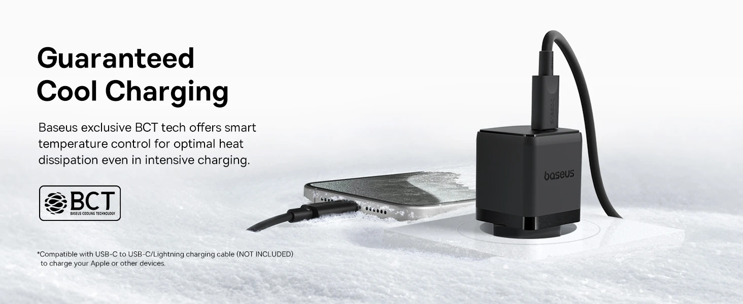 Baseus Sieninis įkroviklis Palm 20W USB-C QC3.0 PD3.0 su USB-C kabeliu 1m, juodas aprašymas - Prekės nuotrauka