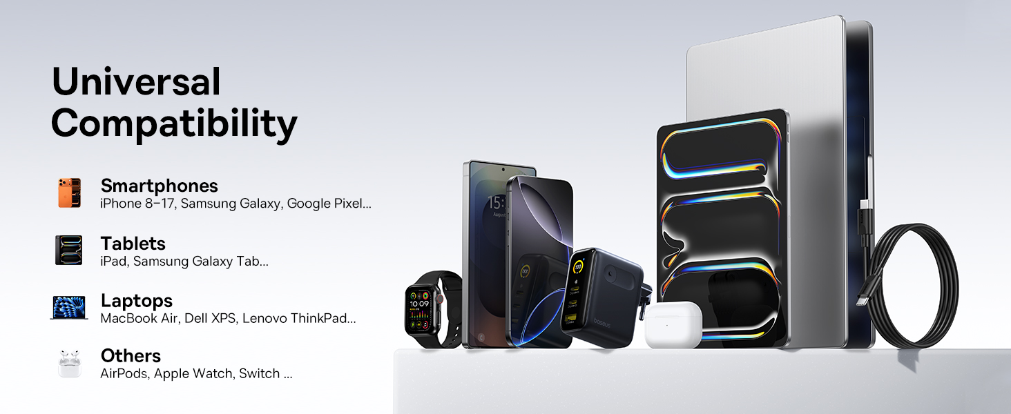 Baseus Sieninis įkroviklis PicoGo AE21 100W USB-A + 2xUSB-C QC PD su ekranu, juodas aprašymas - Prekės nuotrauka