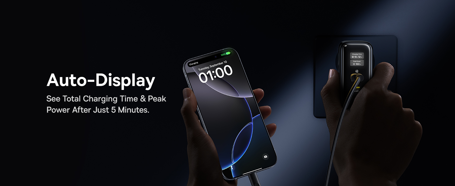 Baseus Sieninis įkroviklis PicoGo AE21 100W USB-A + 2xUSB-C QC PD su ekranu, juodas aprašymas - Prekės nuotrauka