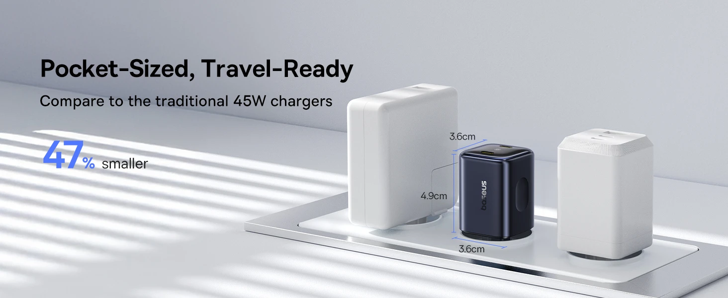 Dėklas Baseus Sieninis įkroviklis PicoGo AN13 45W 2xUSB-C PD3.0, juodas aprašymas - Prekės nuotrauka
