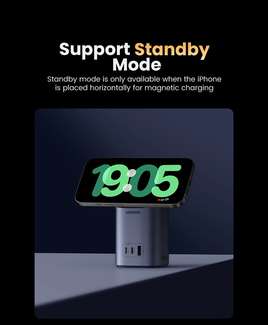 Ugreen X555 USB + 2x USB-C, 65W, GaN aprašymas - Prekės nuotrauka