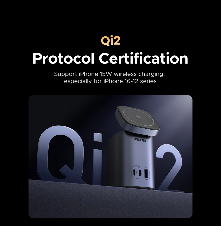 Ugreen X555 USB + 2x USB-C, 65W, GaN aprašymas - Prekės nuotrauka