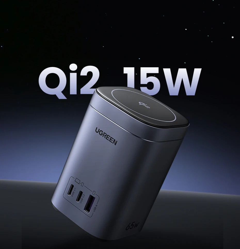 Ugreen X555 USB + 2x USB-C, 65W, GaN aprašymas - Prekės nuotrauka