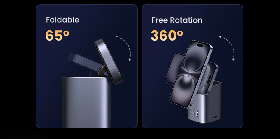 Ugreen X555 USB + 2x USB-C, 65W, GaN aprašymas - Prekės nuotrauka
