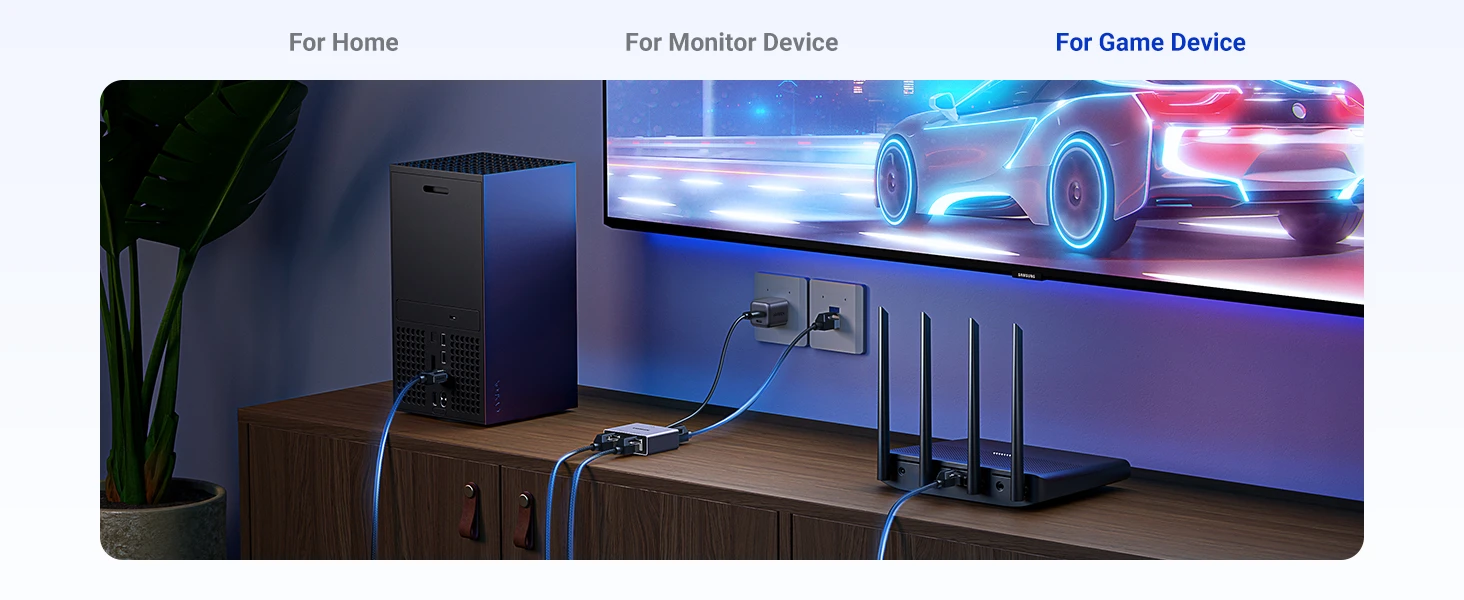 Ugreen Tinklo daliklis ekranuotas RJ45 -> 2xRJ45 (8P8C) Gigabit, pilkas aprašymas - Prekės nuotrauka