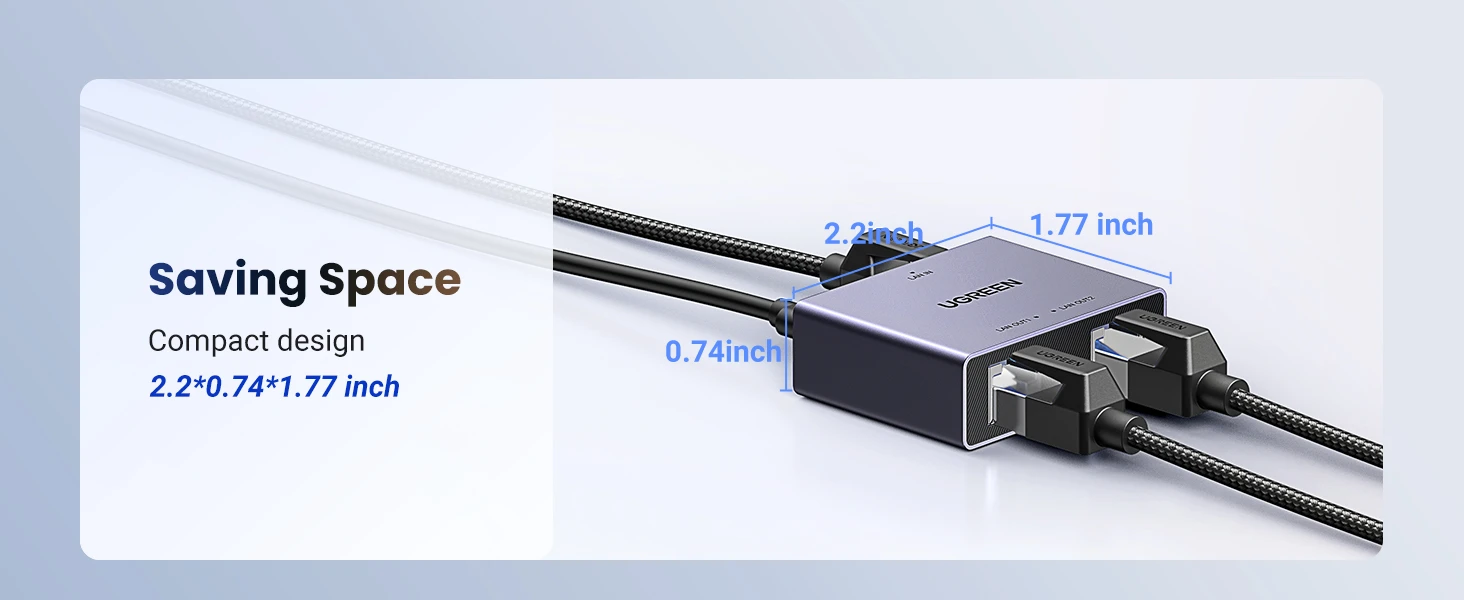 Ugreen Tinklo daliklis ekranuotas RJ45 -> 2xRJ45 (8P8C) Gigabit, pilkas aprašymas - Prekės nuotrauka