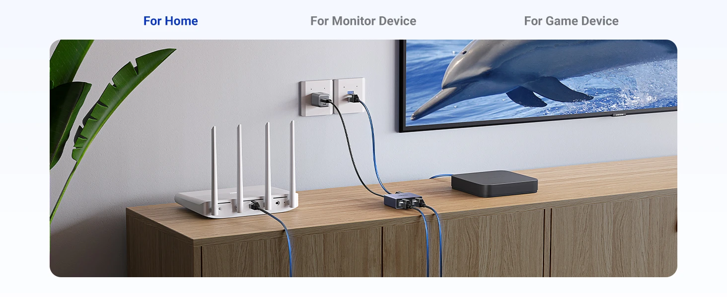 Ugreen Tinklo daliklis ekranuotas RJ45 -> 2xRJ45 (8P8C) Gigabit, pilkas aprašymas - Prekės nuotrauka