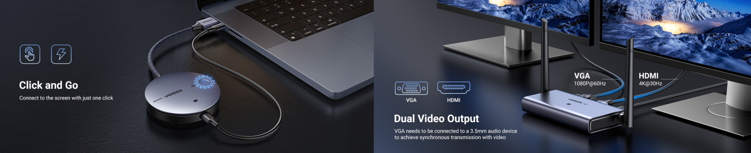 UGREEN belaidis HDMI siųstuvas ir imtuvas 4K30Hz, 1080P@60Hz iki 50m CM586 aprašymas - Prekės nuotrauka